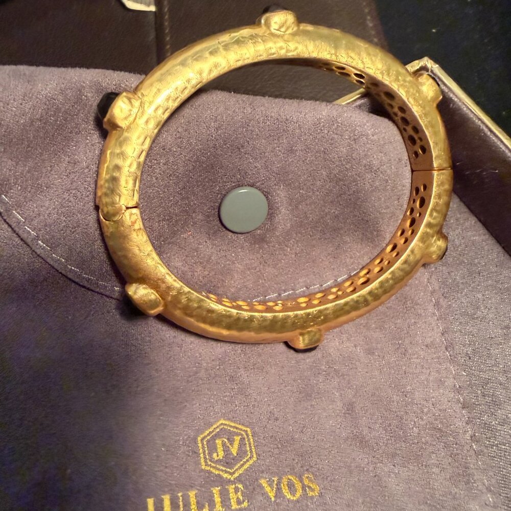 Julie Vos Catalina Stone Hinge Bangle Obsidian Black